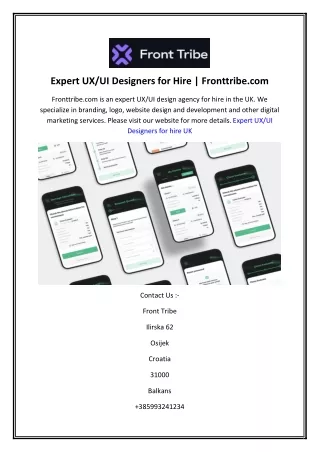 Expert UXUI Designers for Hire  Fronttribe.com