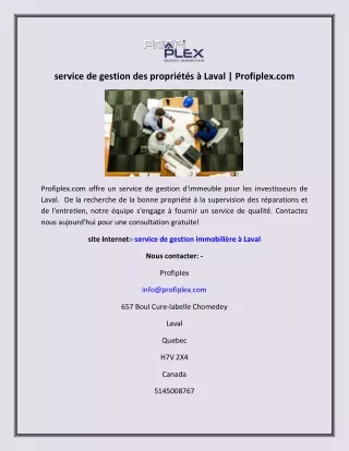 service de gestion des propriétés à Laval | Profiplex.com
