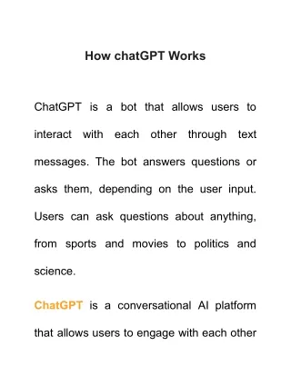 How chatGPT Works