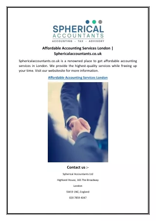 Affordable Accounting Services London  Sphericalaccountants.co.uk
