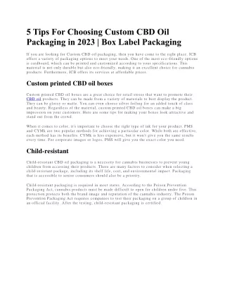 5 tips for choosing custom cbd oil packaging