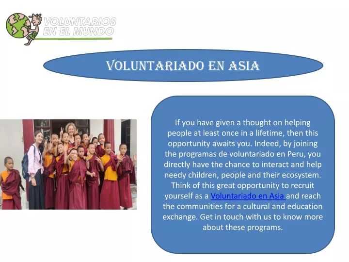 voluntariado en asia