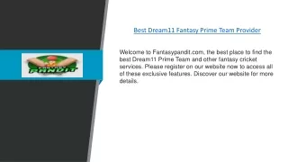 Best Dream11 Fantasy Prime Team Provider | Fantasypandit.com