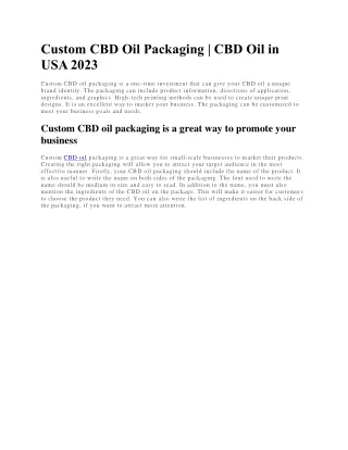 custom cbd oil packaging cbd oil in usa 2023