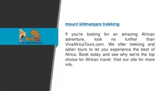 Mount Kilimanjaro Trekking  Vivaafricatours.com