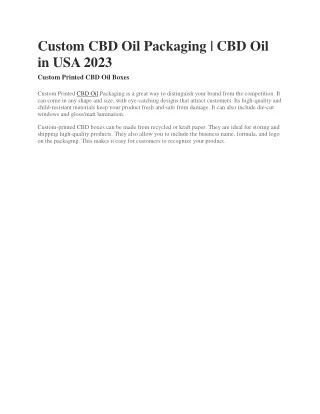 custom cbd oil packaging cbd oil in usa 2023