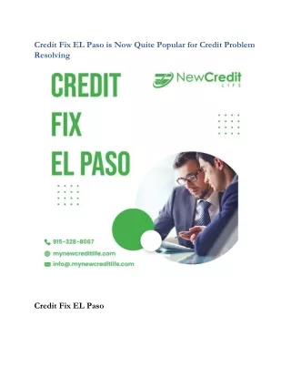 credit fix el paso is now quite popular