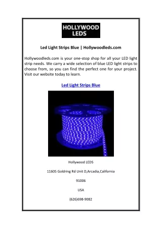 Led Light Strips Blue Hollywoodleds.com