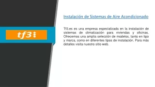 Instalación de Sistemas de Aire Acondicionado | Tf3.es