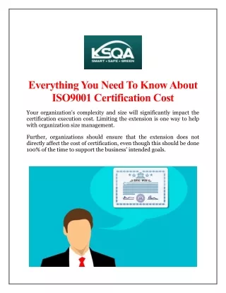Everything You Need To Know About ISO9001 Certification Cost