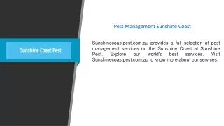 Pest Management Sunshine Coast | Sunshinecoastpest.com.au