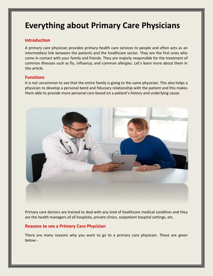 everything about primary care physicians
