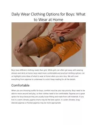 Daily Wear Clothing Options for Boys: What to Wear at Home