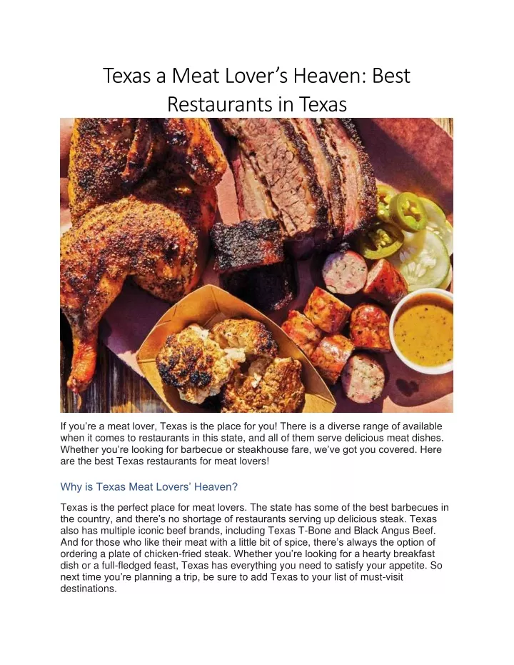 texas a meat lover s heaven best restaurants