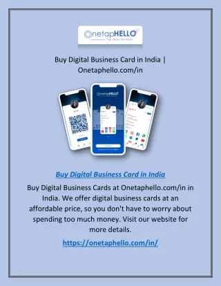 Buy Digital Business Card in India | Onetaphello.com/in