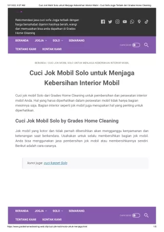 Cuci Jok Mobil Solo untuk Menjaga Kebersihan Interior Mobil - Cuci Sofa Jogja Terbaik dari Grades Home Cleaning