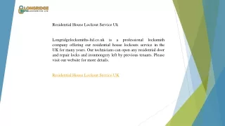 Residential House Lockout Service Uk  Longridgelocksmiths-ltd.co.uk