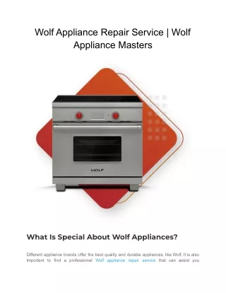 Wolf Appliance Repair Service _ Wolf Appliance Masters