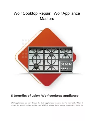 Wolf Cooktop Repair _ Wolf Appliance Masters