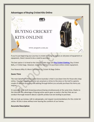 Advantages Of Buying Cricket Kits Online