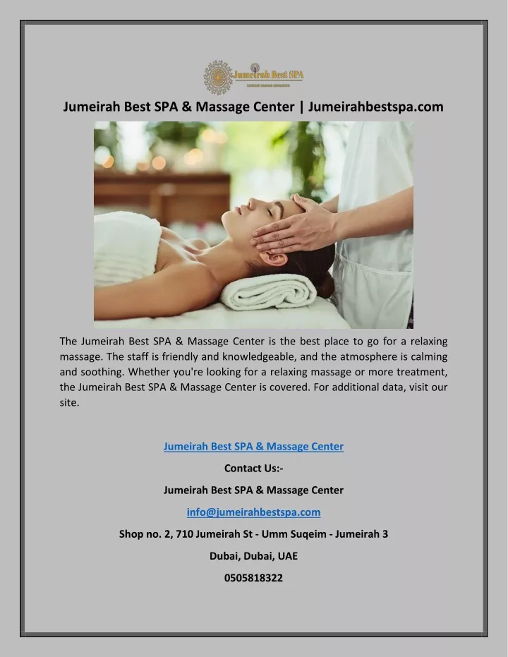 jumeirah best spa massage center jumeirahbestspa