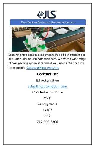 case packing systems jlsautomation com