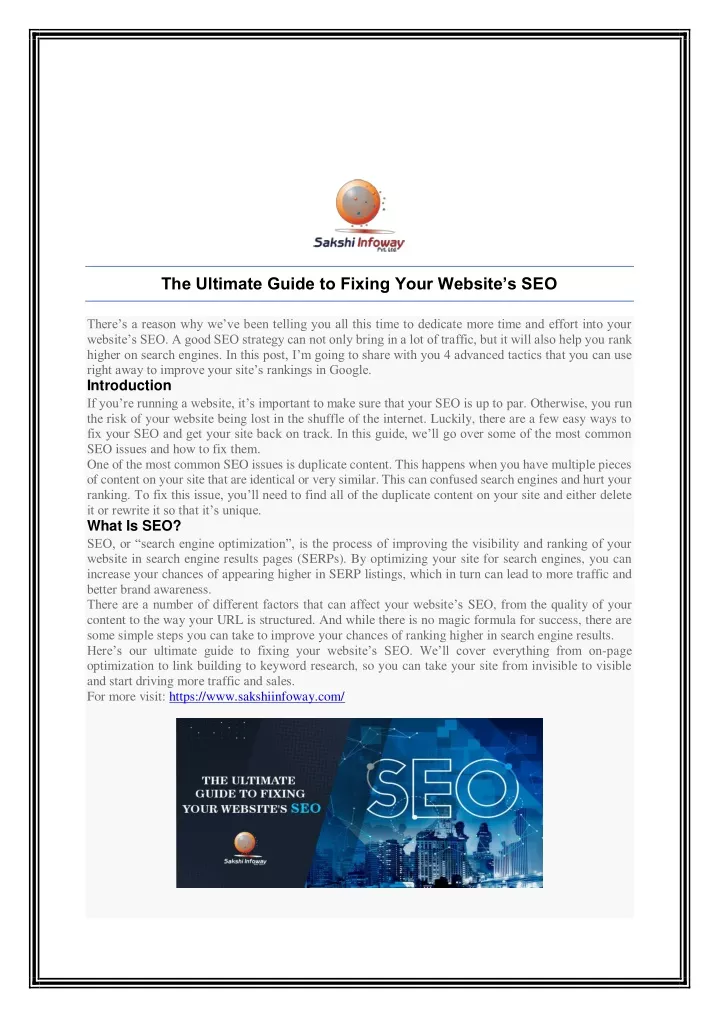 the ultimate guide to fixing your website s seo