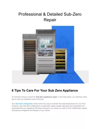 Professional & Detailed Sub-Zero Repair