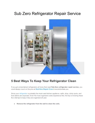Sub Zero Refrigerator Repair Service
