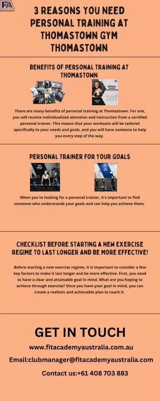3 Reasons You Need Personal Training at Thomastown Gym Thomastown