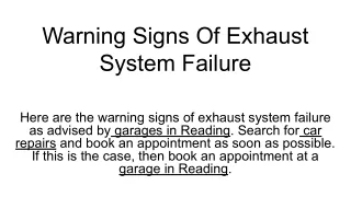 warning signs of exhaust system failure