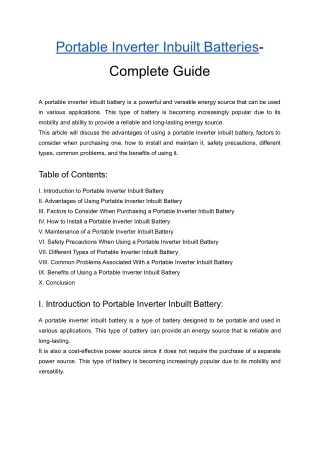 Portable Inverter Inbuilt Batteries - Complete Guide