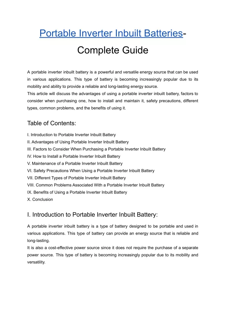 portable inverter inbuilt batteries