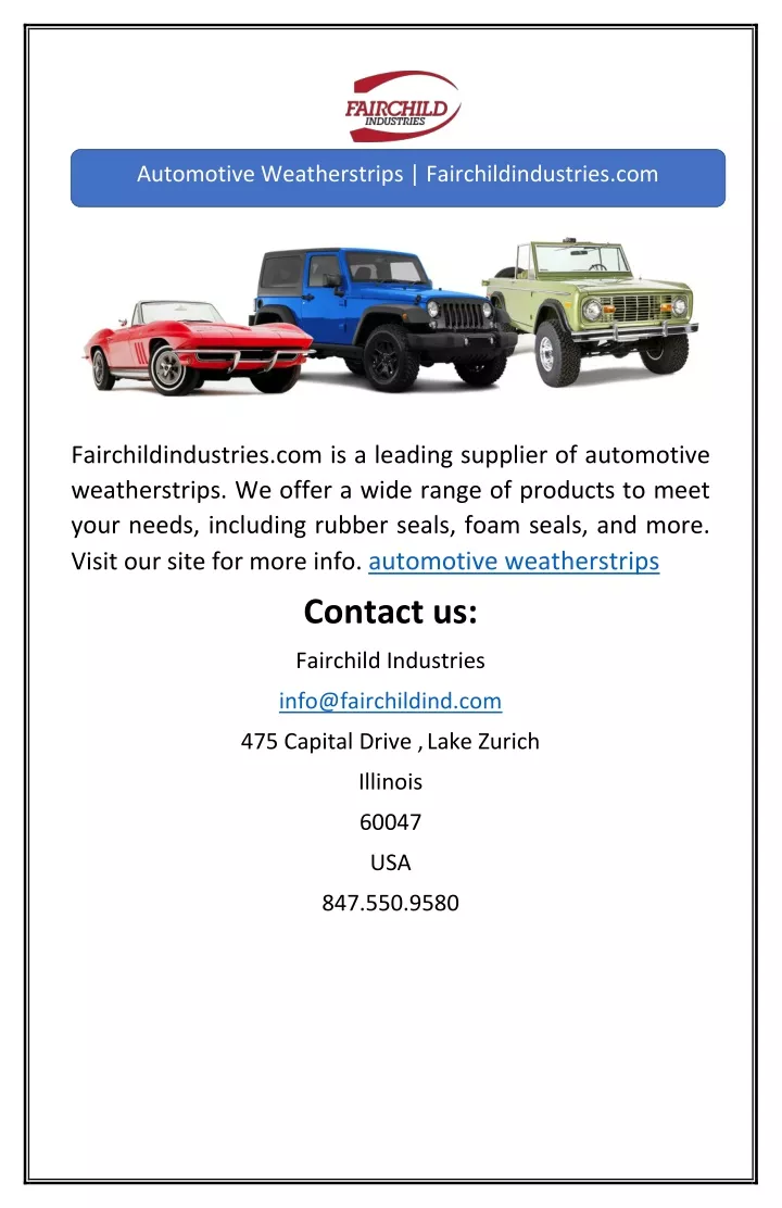 automotive weatherstrips fairchildindustries com