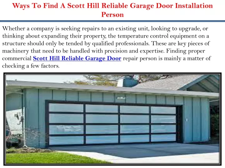 ways to find a scott hill reliable garage door