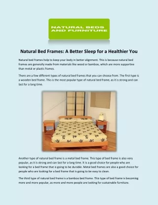 Natural Bed Frames: A Better Sleep for a Healthier You