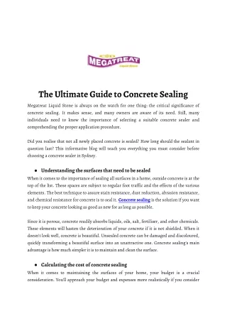 The Ultimate Guide to Concrete Sealing