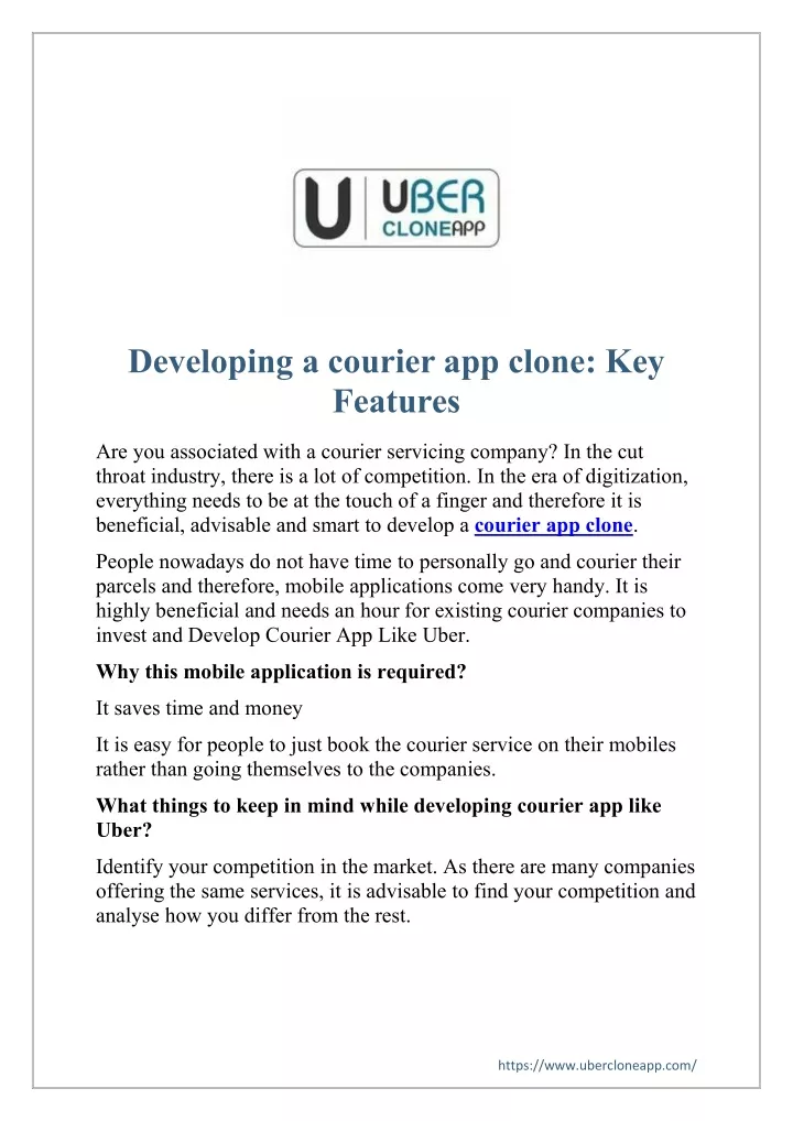 developing a courier app clone key features