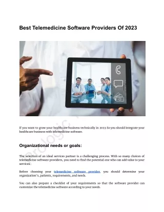 Best Telemedicine Software Providers Of 2023