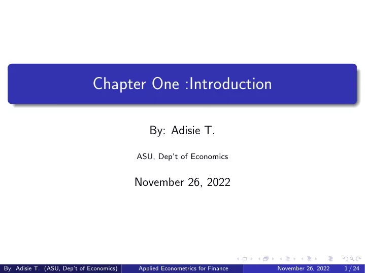 chapter one introduction