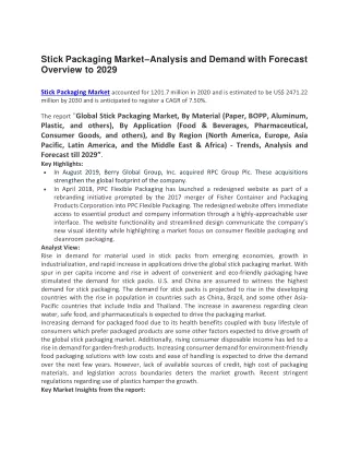 stick packaging market analysis and demand with