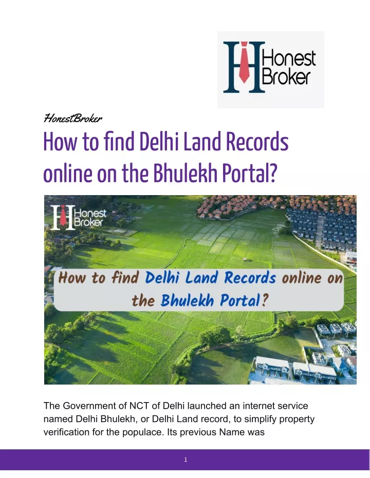 honestbroker how to find delhi land records