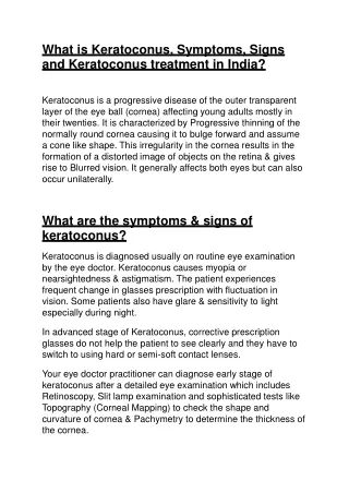 What is Keratoconus, Symptoms, Signs and Keratoconus treatment in India?