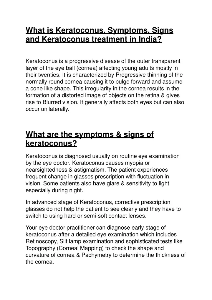 what is keratoconus symptoms signs