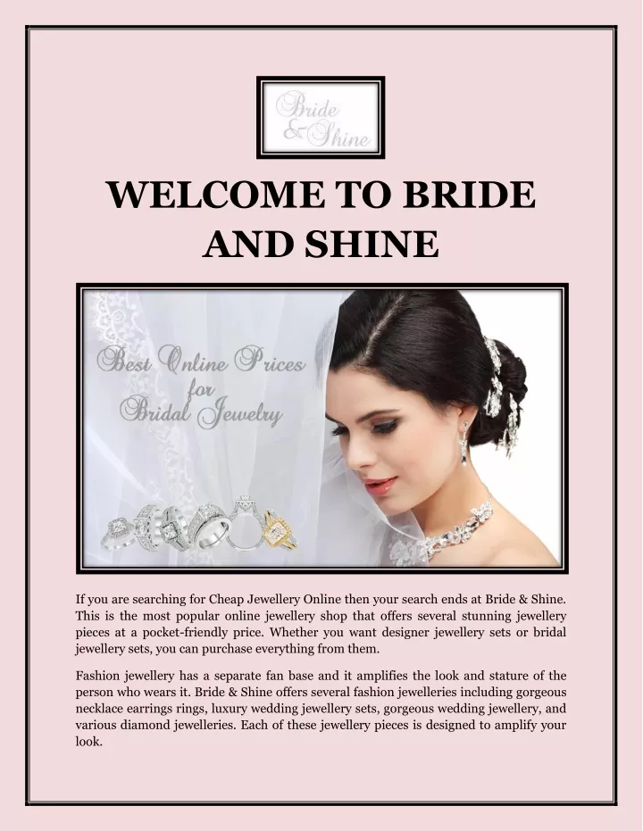 welcome to bride and shine
