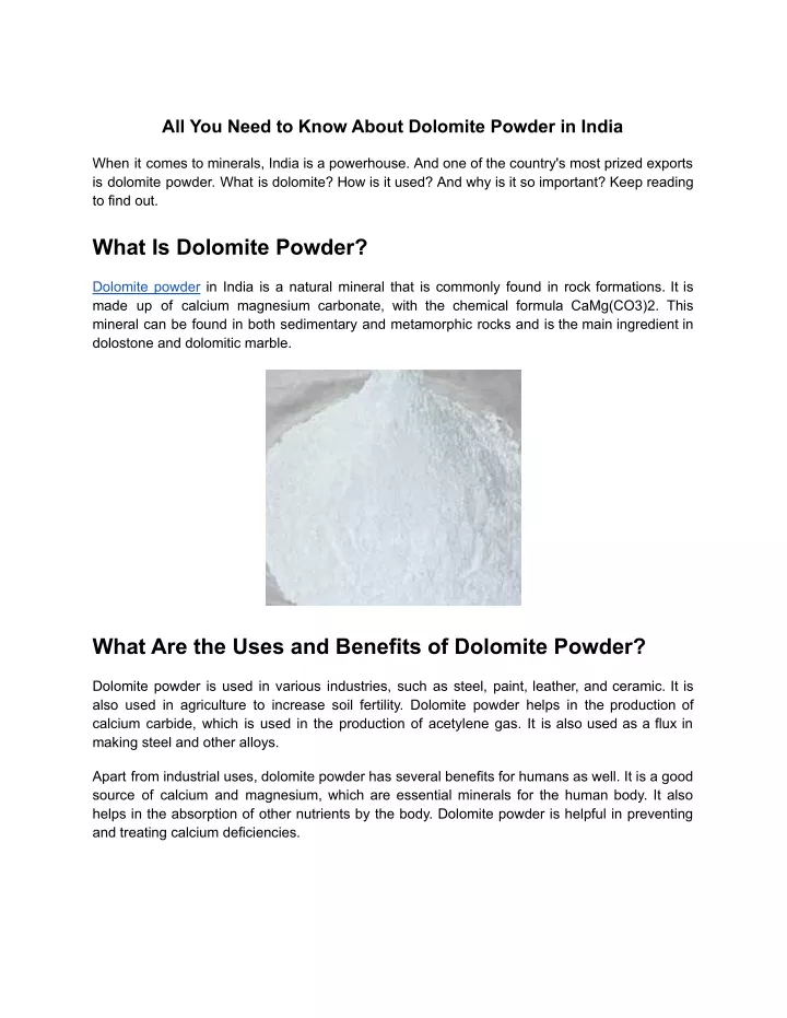 all you need to know about dolomite powder