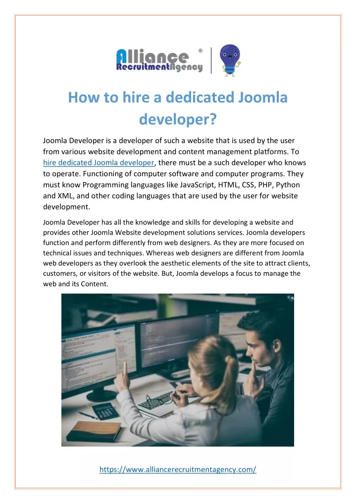 how to hire a dedicated joomla developer