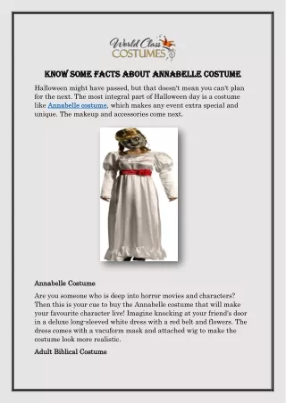 Know Some Facts About Annabelle Costume