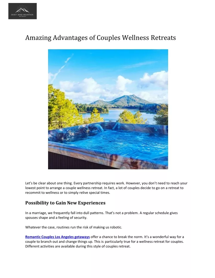 amazing advantages of couples wellness retreats