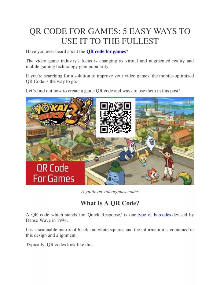 qr code for games 5 easy ways